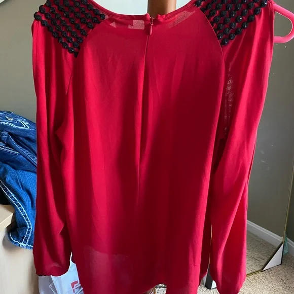 Cache Red Blouse M - Picture 3 of 7